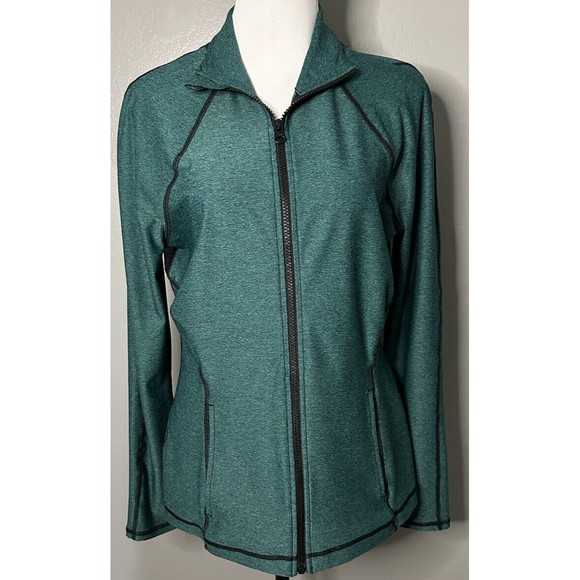 BYZELLA Women’s Large Full Zip sports jacket Green Activewear Workout Coat EUC - Picture 1 of 7